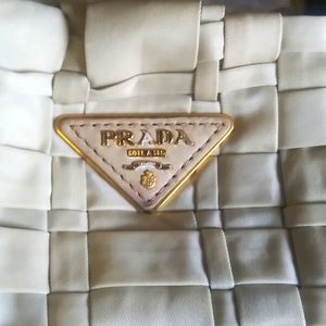 SOLD. 💕Authentic Prada Tessuto Nylon Woven Tote in Beige